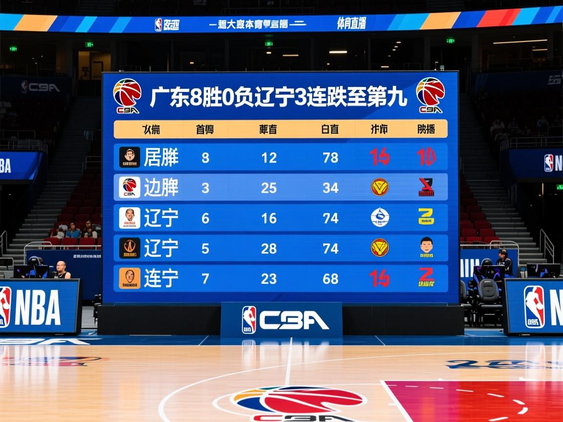 CBA积分榜：广东8胜0负居首辽宁3连败跌至第九  第4张